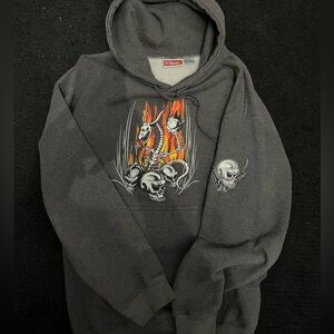 Vintage 24 Seven JFC skater skull hoodie